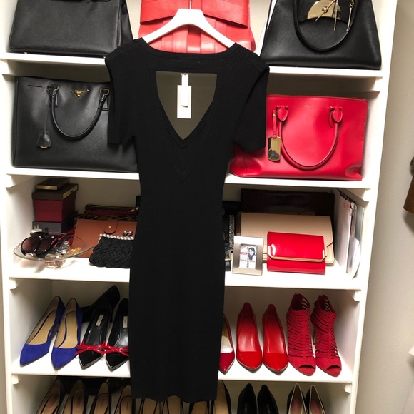 Shoulder Point Open Back Body con Knit Dress - Picture 5 of 5